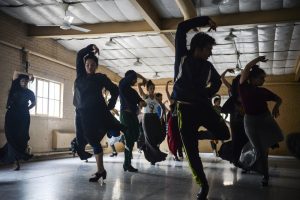 By David Lynch  Students in an advanced flamenco class dance to the tempo played by guest instructor Lucia Alvarez at Carlisle Gym on Tuesday, Sept. 6, 2016. The class meets for two hours a day, five days a week.